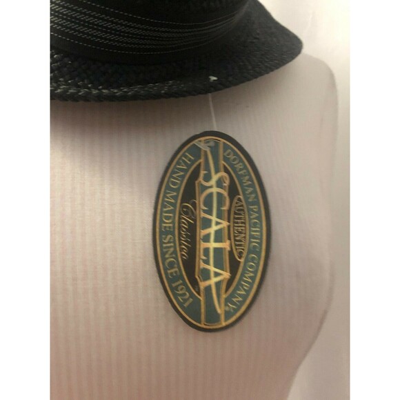 Scala Men's Black Straw Look Fedora Size Med NWT - Picture 2 of 3